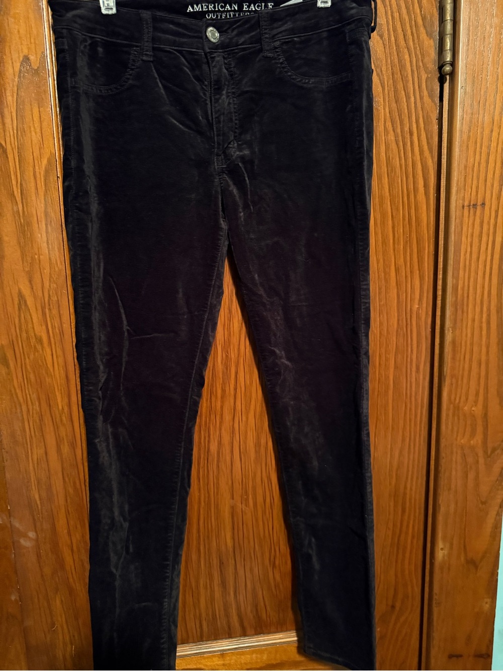 American Eagle Outfitters Black Velvet Slim Pants
